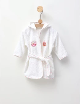 Halat de baie It s A Girl, alb-roz