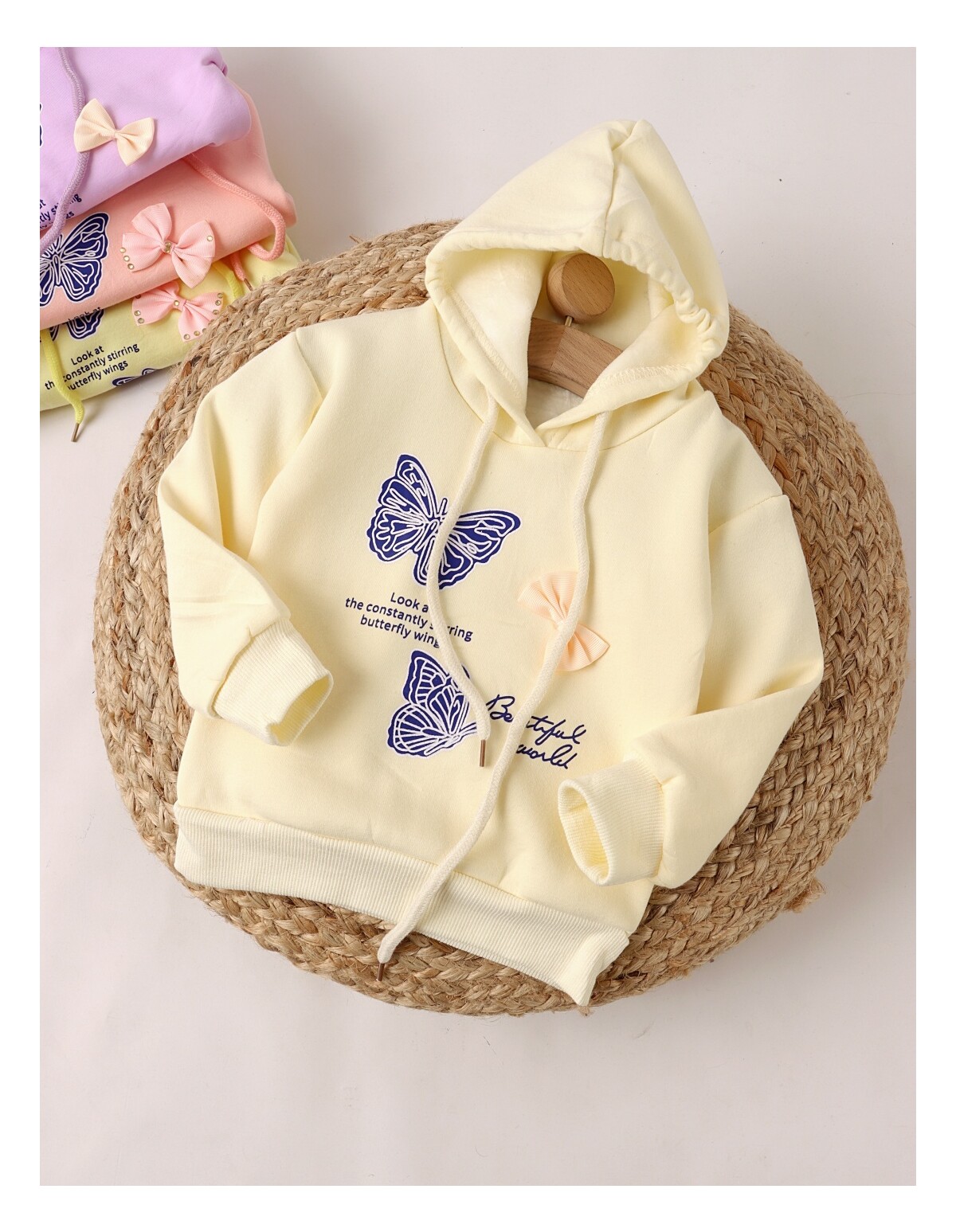 Hanorac crem, fetita Butterfly