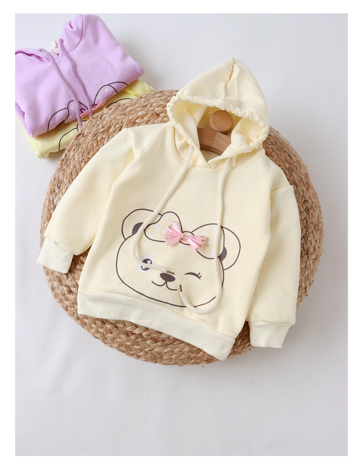 Hanorac crem, fetita ursulet cu fundita