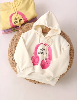 Hanorac ecru fetite casti roz