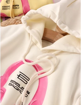 Hanorac ecru fetite casti roz