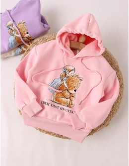 Hanorac roz, fetita cu ursulet