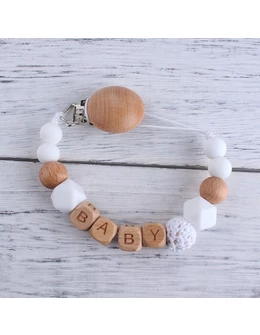 Lantisor pentru suzeta sau jucarie Baby alb 1