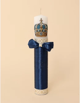 Lumanare botez albastra cu funda The Royal 1