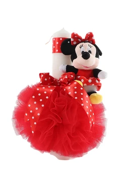 Lumanare botez cu tulle, fundita si jucarie MinnieY Y 1