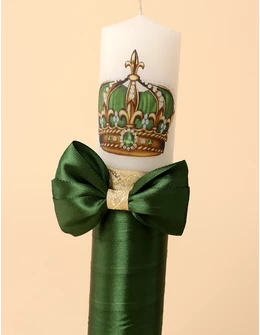 Lumanare botez verde cu funda The Royal 2
