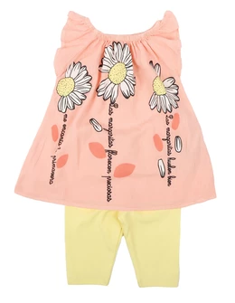Maiou cu pantaloni LAS MARGARITAS model coral-galben