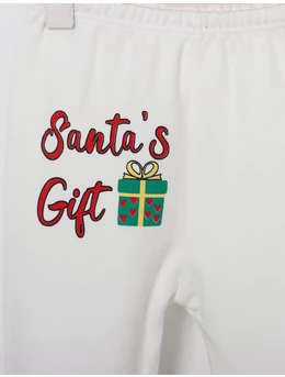 Pantalonasi cu botosei Santa's Gift alb 2