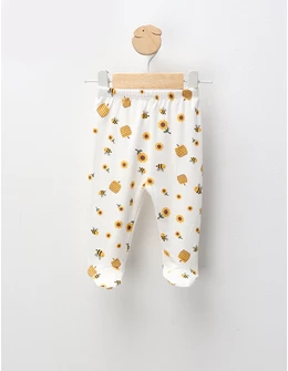 Pantaloni cu botosei Ace Trase, Albinute, alb