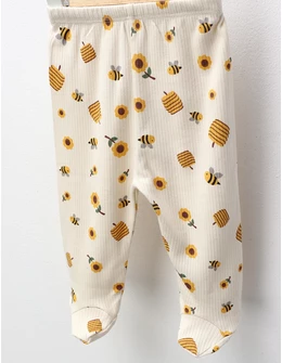 Pantaloni cu botosei Ace Trase, Albinute, crem