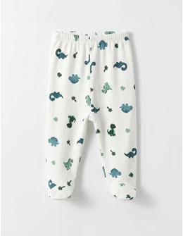Pantaloni cu botosei Ace Trase, Dino, alb-verde