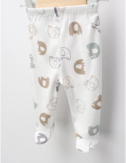 Pantaloni cu botosei Ace Trase, Elefantel, alb