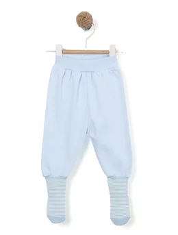 Pantaloni cu sosete incorporate bleu 1