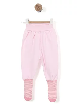 Pantaloni cu sosete incorporate roz 1
