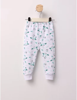 Pantaloni Cute Baby Animal alb-verde