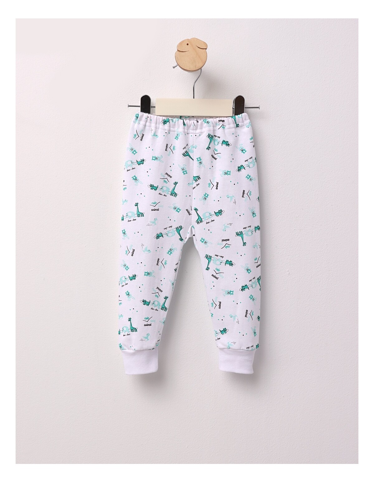 Pantaloni Cute Baby Animal alb-verde