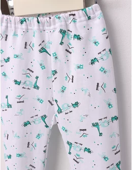 Pantaloni Cute Baby Animal alb-verde