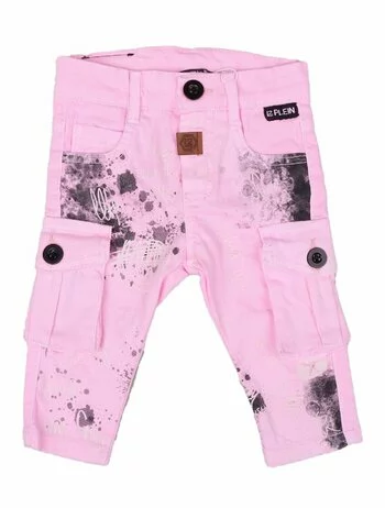 Pantaloni de blug pătați cargo roz