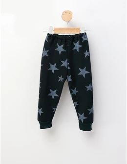 Pantaloni de trening vatuiti model verde-stelute