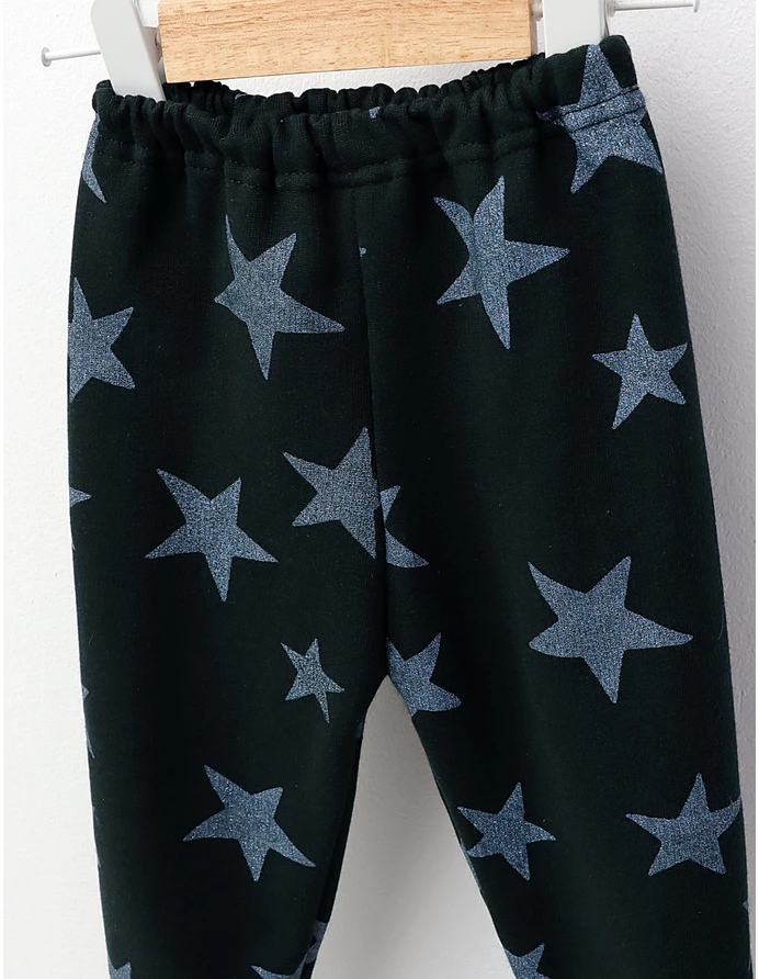 Pantaloni de trening vatuiti model verde-stelute picture - 4