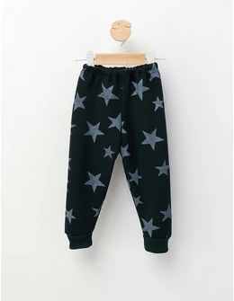 Pantaloni de trening vatuiti model verde-stelute