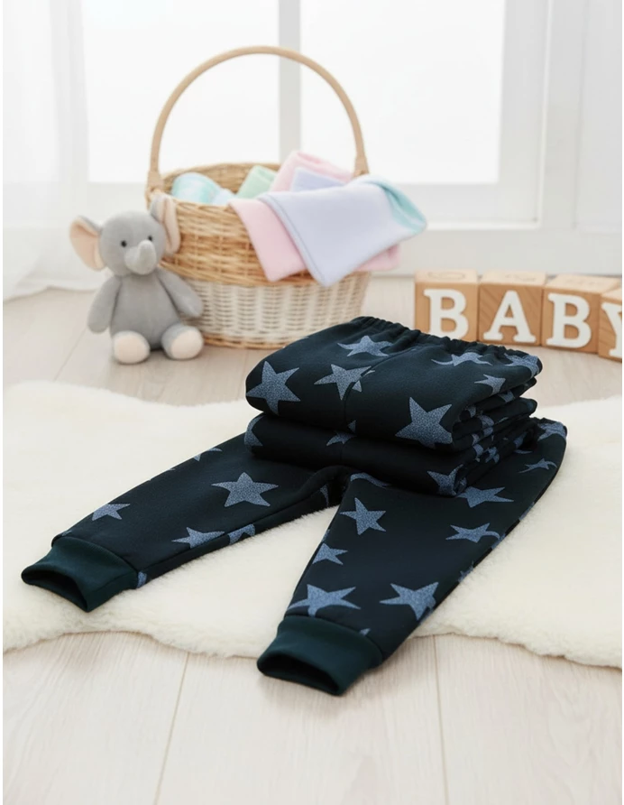 Pantaloni de trening vatuiti model verde-stelute picture - 2