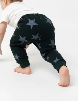 Pantaloni de trening vatuiti model verde-stelute