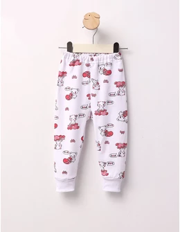 Pantaloni Love Cats alb-rosu