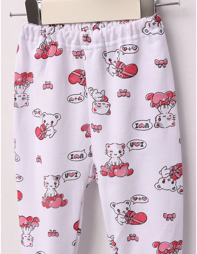 Pantaloni Love Cats alb-rosu picture - 2