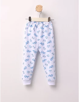 Pantaloni Moto-Train. alb-albastru