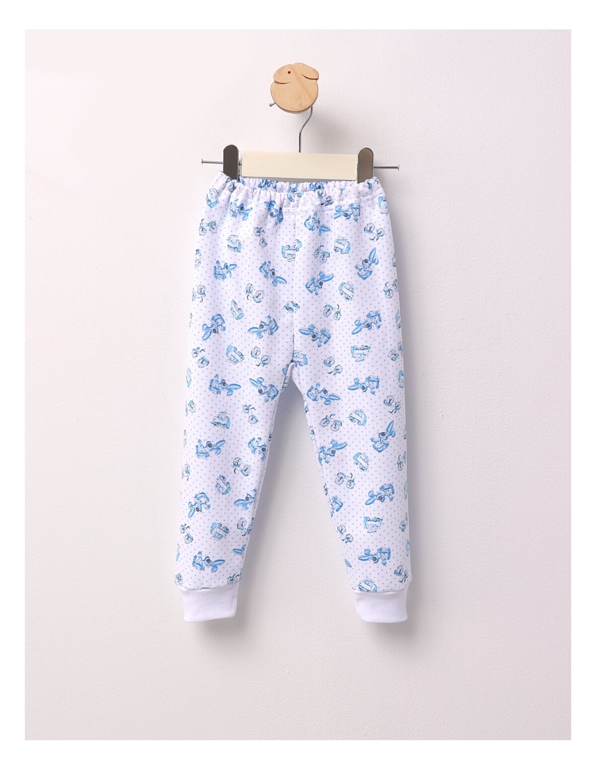 Pantaloni Moto-Train. alb-albastru