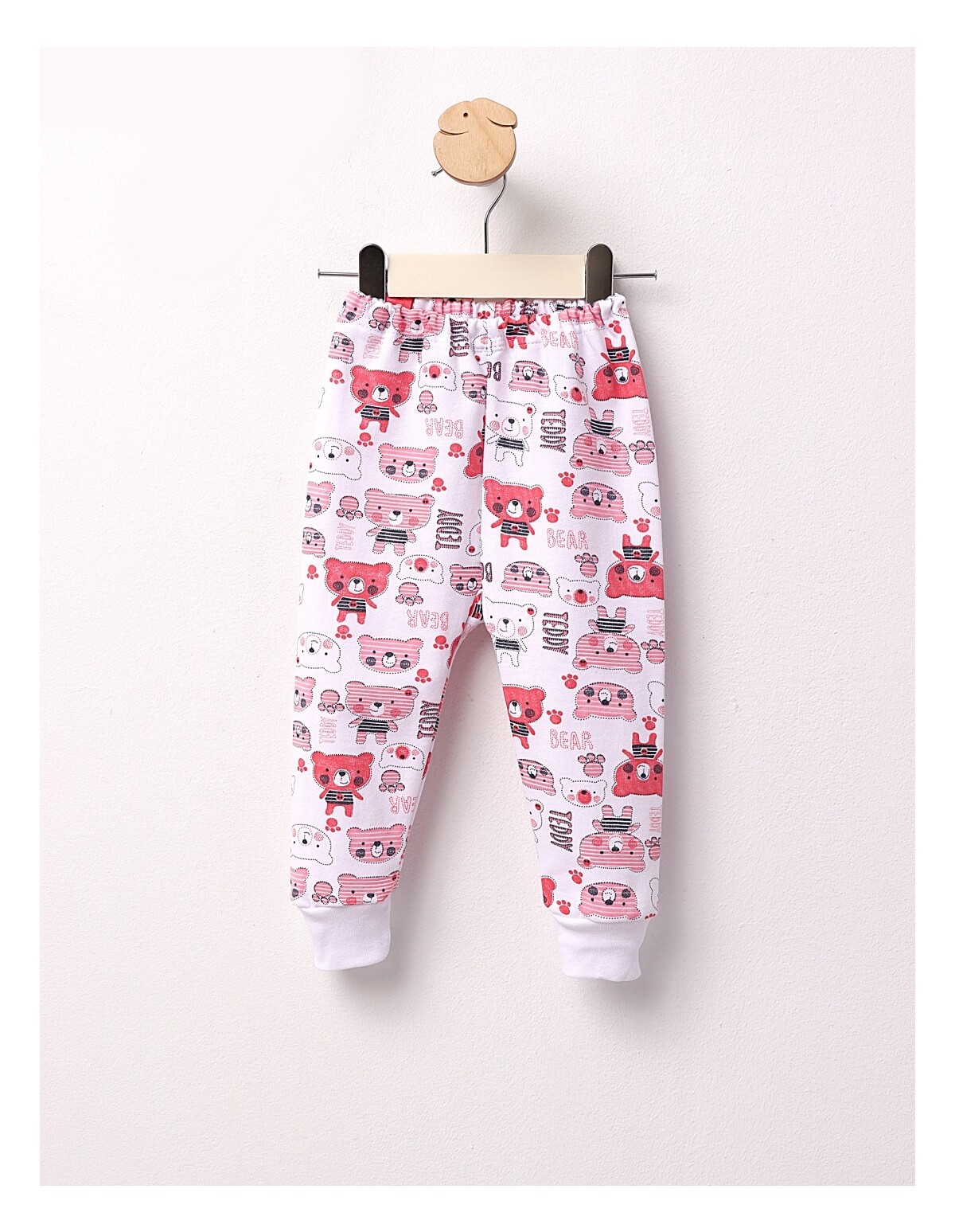 Pantaloni Teddy Bear alb-rosu