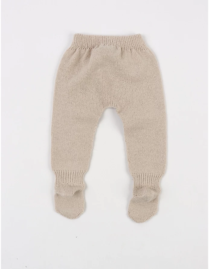 Pantaloni tricotati cu botosei baby crem picture - 3