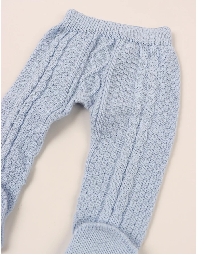Pantaloni tricotati cu botosei Denis bleu picture - 2