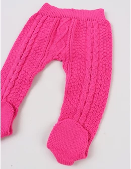 Pantaloni tricotati cu botosei Denis ciclam