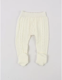 Pantaloni tricotati cu botosei Denis ecru