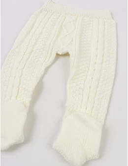 Pantaloni tricotati cu botosei Denis ecru