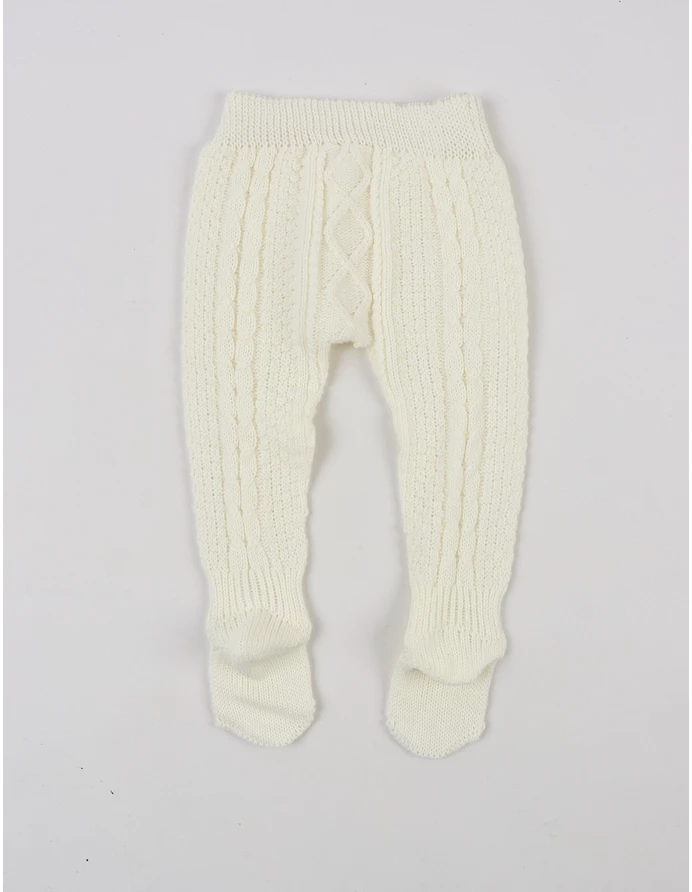 Pantaloni tricotati cu botosei Denis ecru picture - 3