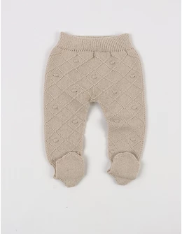 Pantaloni tricotati cu botosei Ianis crem