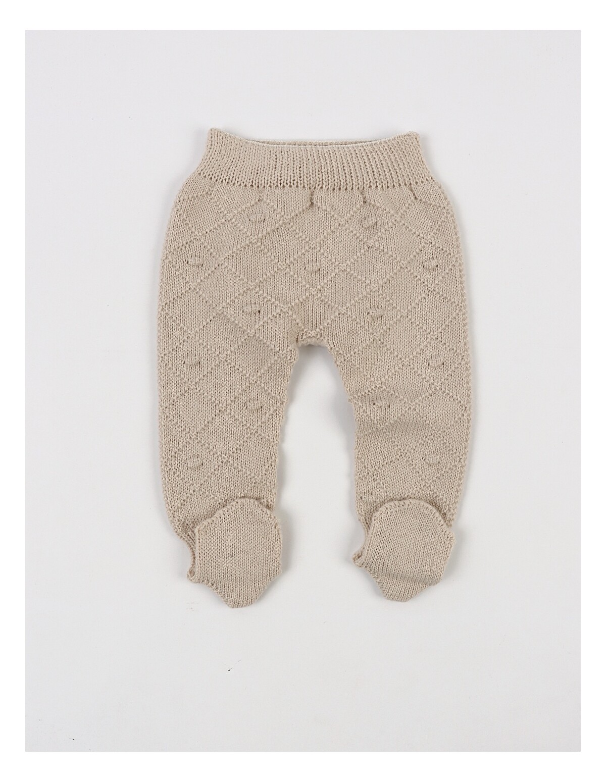 Pantaloni tricotati cu botosei Ianis crem
