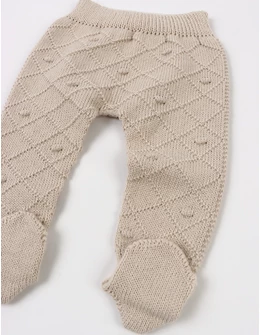 Pantaloni tricotati cu botosei Ianis crem