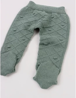 Pantaloni tricotati cu botosei Ianis verde