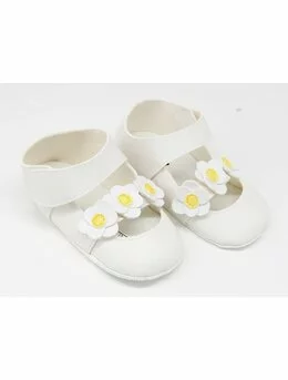 Pantofiori eleganti fetite cu floricele model alb cu floricele galbene 1