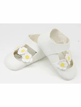 Pantofiori eleganti fetite cu floricele model alb cu floricele galbene 2