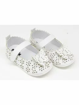 Pantofiori eleganti fetite cu fluturas model alb 1