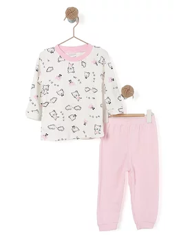 Pijama alb-roz ursuleti