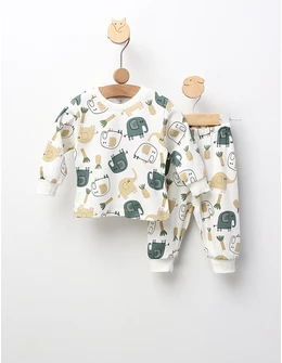 Pijama Baby, Savana Jam, model alb-verde