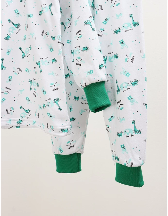 Pijama bbc ML Romania, Cute Animal, alb-verde picture - 3
