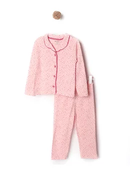 Pijama bumbac coral inimioare roz 1