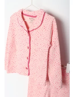 Pijama bumbac coral inimioare roz 2